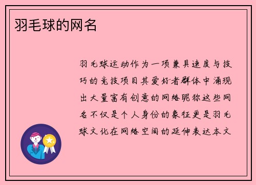 羽毛球的网名